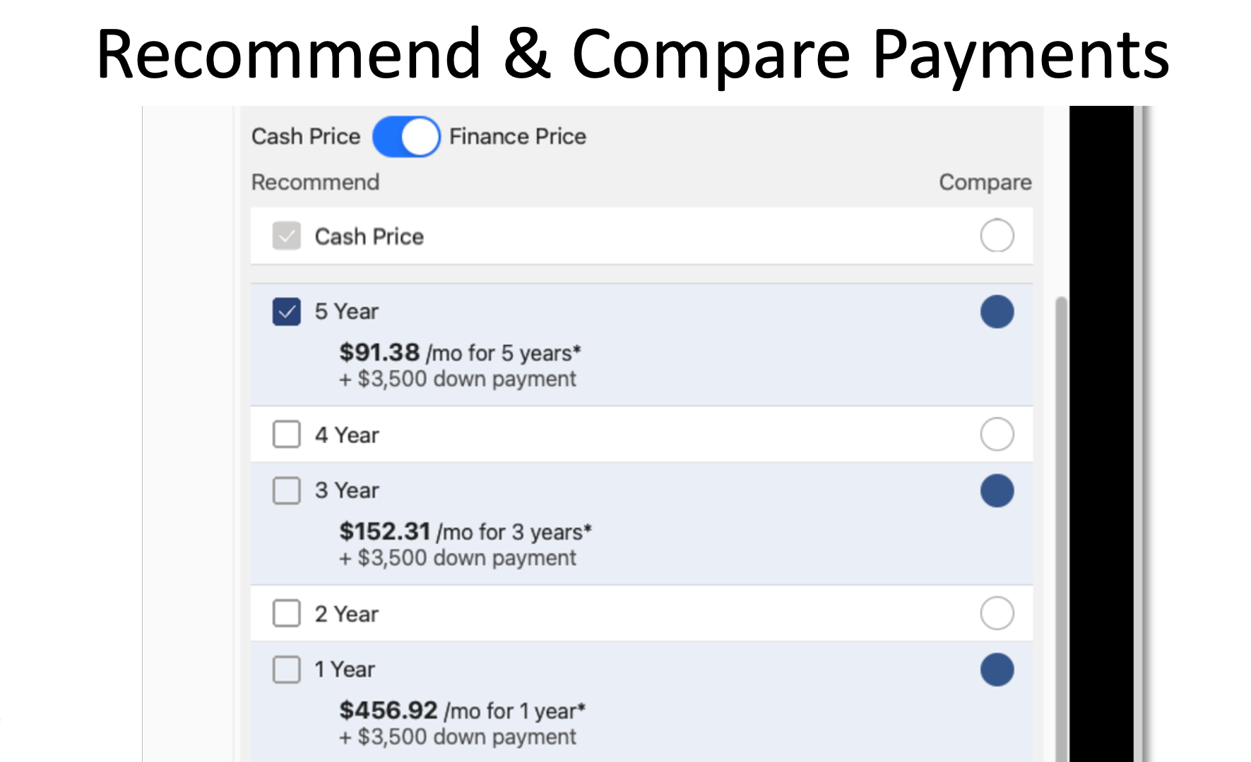 Recommend and Compare Payments